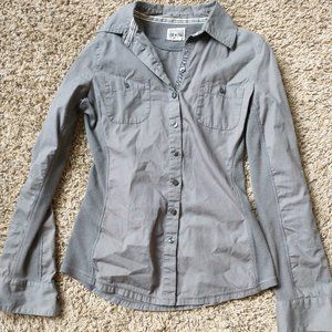 Converse - Size X Small - Army Green/Gray Collared Button Up Shirt